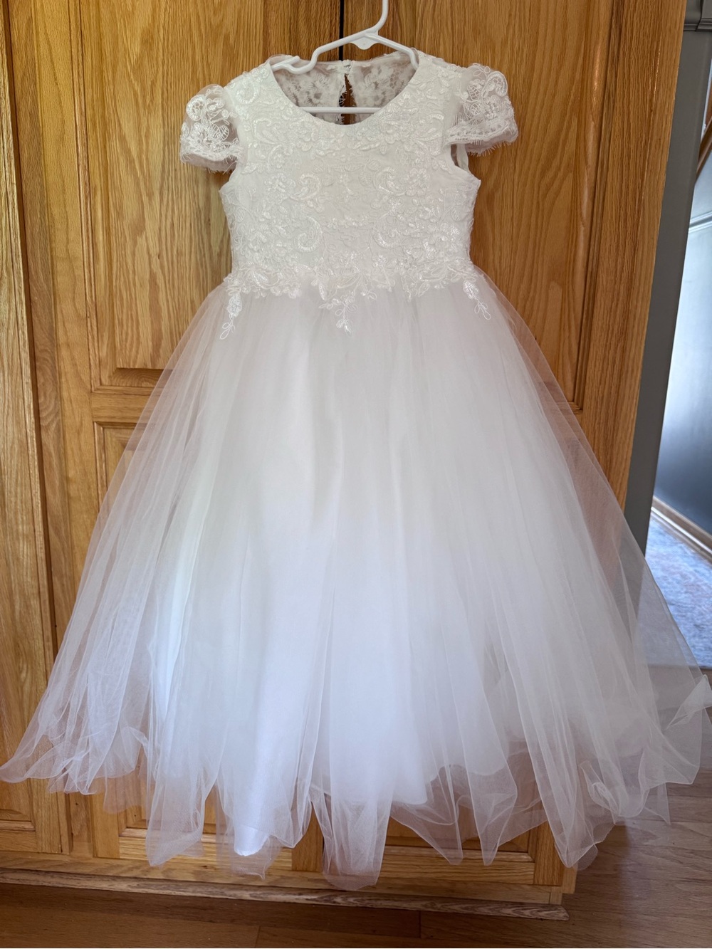 Azazie White Lace & Tulle Formal Flower Girl Dress